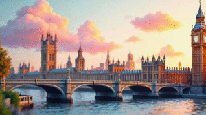 The iconic Big Ben clock tower alongside the Parliament building in London, symbolizing British heritage and history.