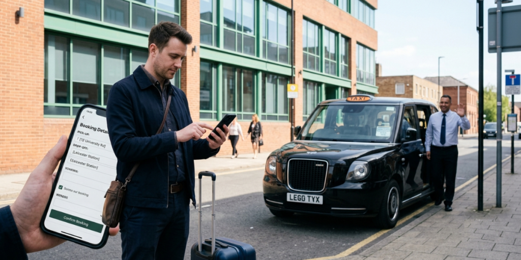 A passenger adding details for booking a taxi ride.